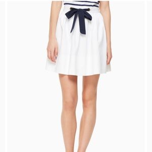 NEW Kate Spade white sailor twill bow tie skirt 10